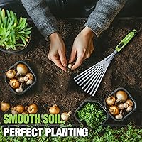 Vista 6 de WORKPRO Rastrillo de mano de 16", rastrillo de jardín de acero inoxidable resistente con mango suave, pequeña herramienta de mano de jardín