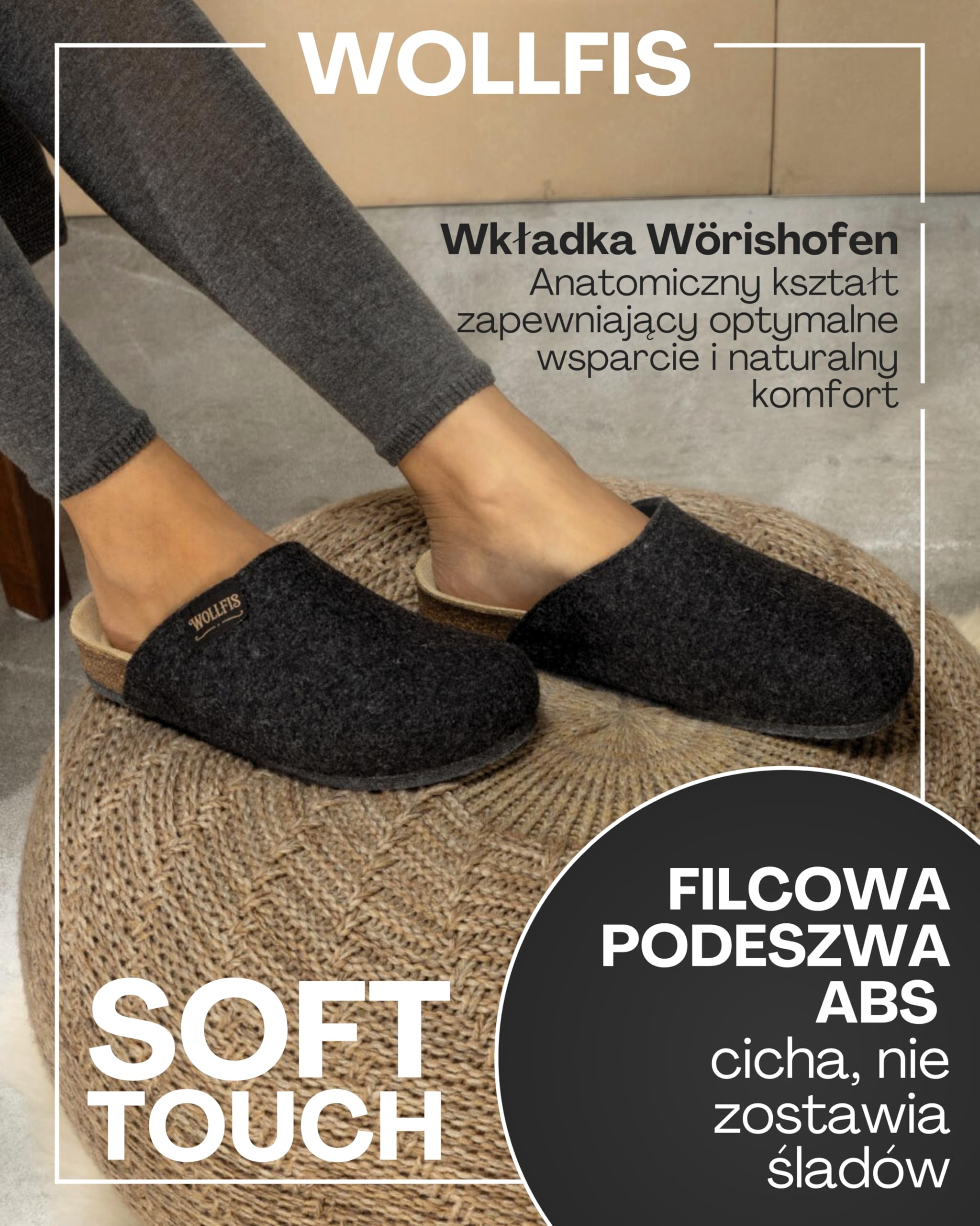 Bio filcowe chodaki, eleganckie pantofle filcowe z wysokiej jakości korka i filcu wełnianego, ciepłe kapcie uniseks z podeszwą ABS, ergonomiczne, oddychające i antypoślizgowe