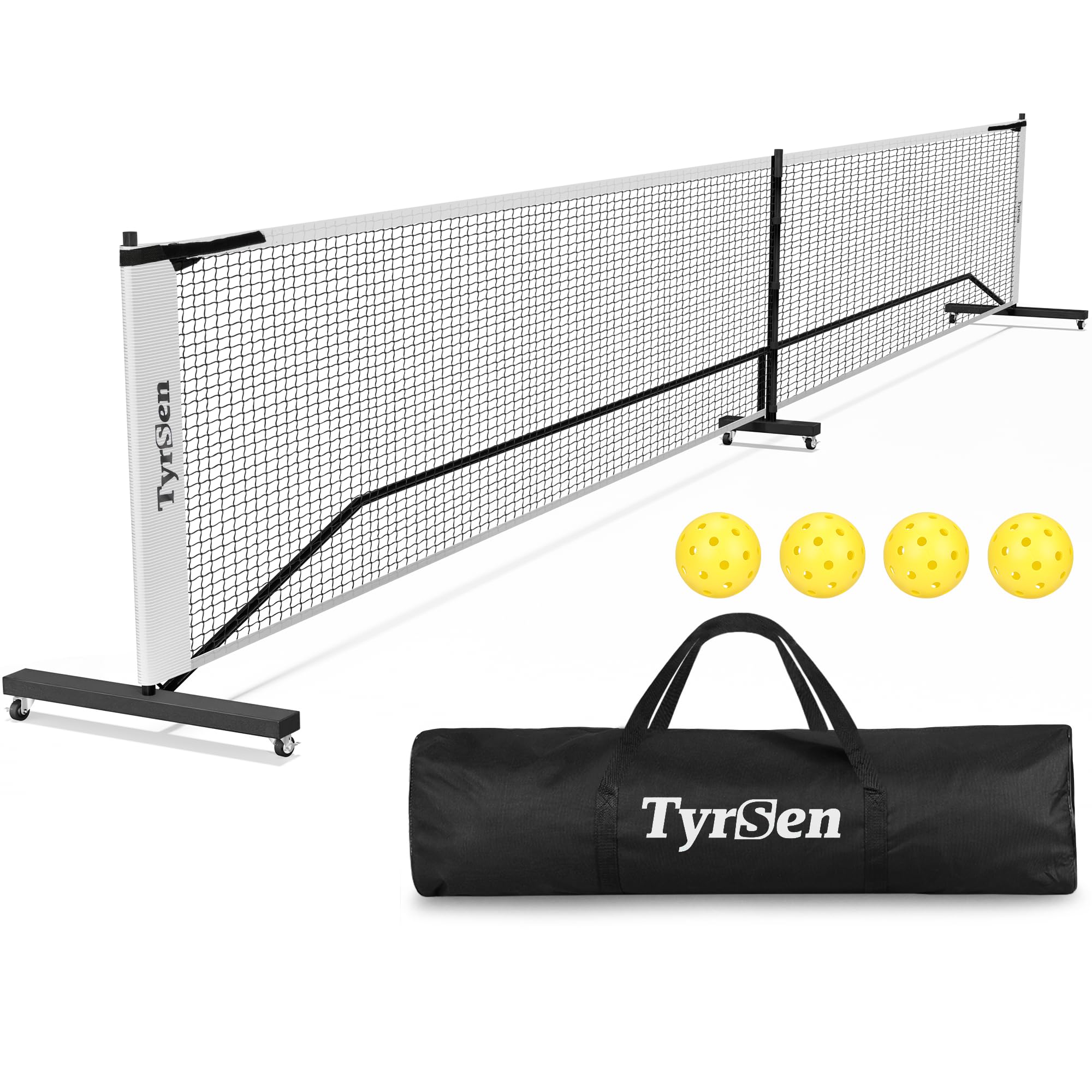 TYRSENPickleball Set with Net, Portable 22 FT Pickleball Net Outdoor Game, Pickle Ball Net System with Carrying Bag for Court, Driveway, Backyards