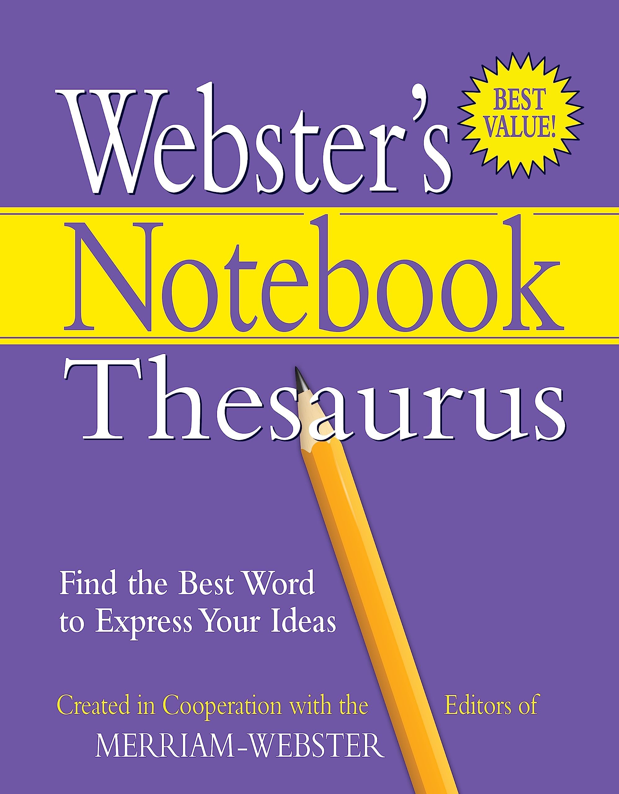 Webster's Notebook Thesaurus - Designed for students - Fits in a 3-ring binder