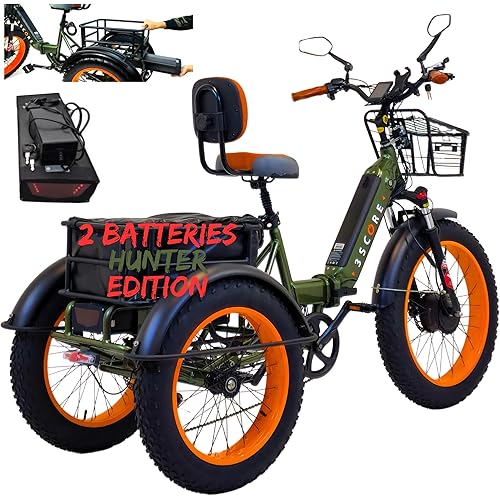 Electric Fat Trike 750W Motor and 48V Lithium Rechargeable Battery - Foldable Electric Tricycle - Etrike 24 Inch Fat Tire
