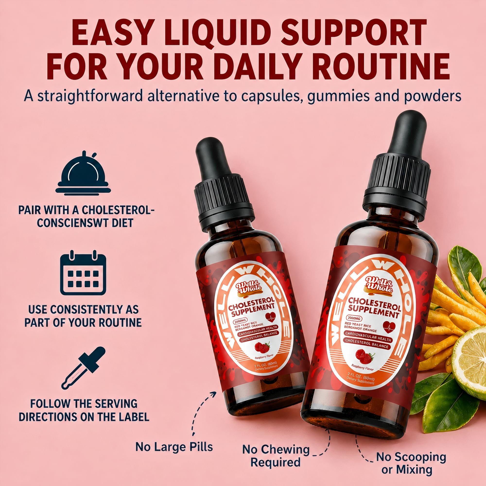 Plant Sterols Cholesterol Liquid Drops with Red Yeast Rice & Bergamot — Amazon image 7