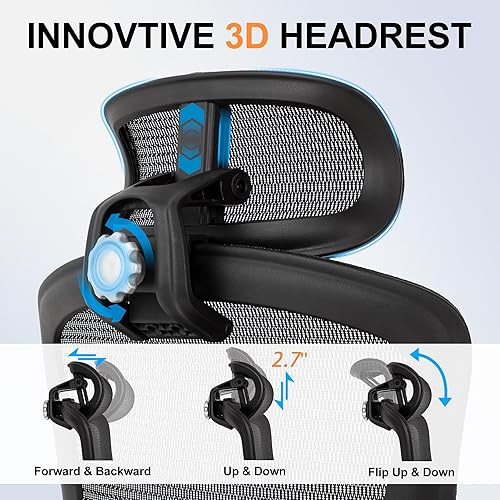 Miniatura 5 de Silla de oficina grande y alta de 500 libras, silla de computadora ejecutiva grande y resistente con brazos abatibles 5D, silla de escritorio