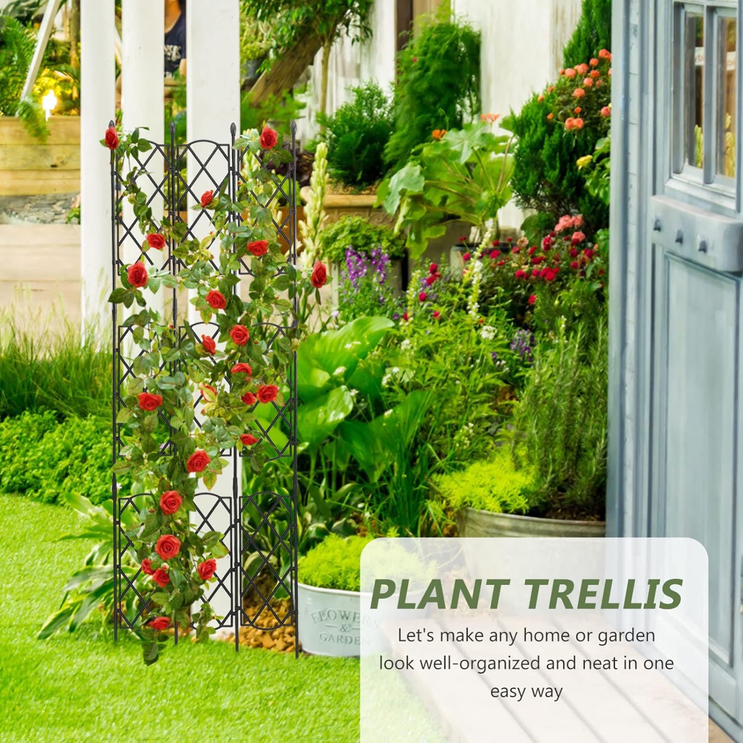 Yardwe Garden Supplies 1 Set Climbing Plants Trellis Metal Garden Plant Stands Trellis for Wisteria