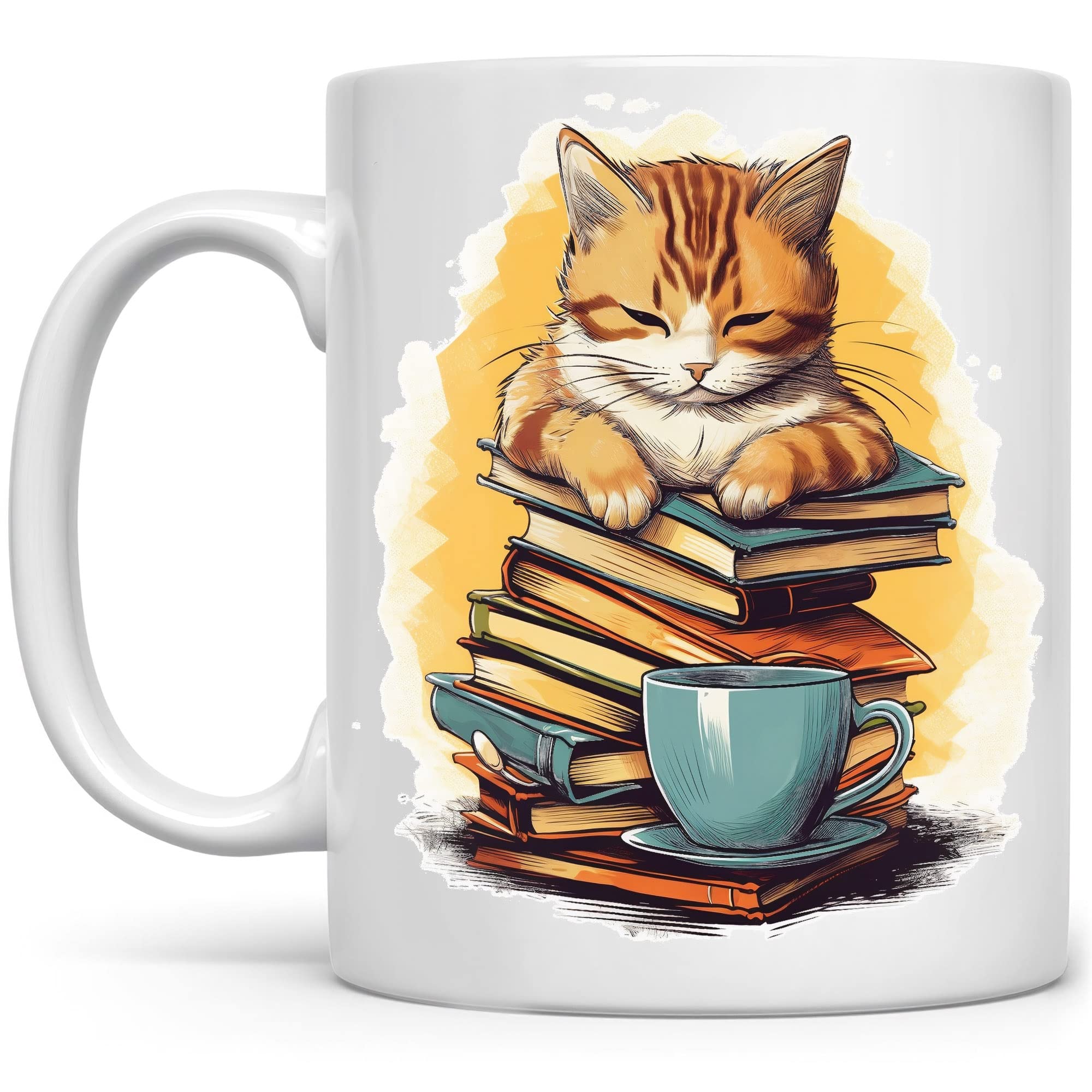 Tazza divertente per amanti del gatto e del libro, libro di caffè, biblioteca e libreria, tazze per gli amanti dei gatti e dei libri, tazza per libri e gatti, articoli da biblioteca