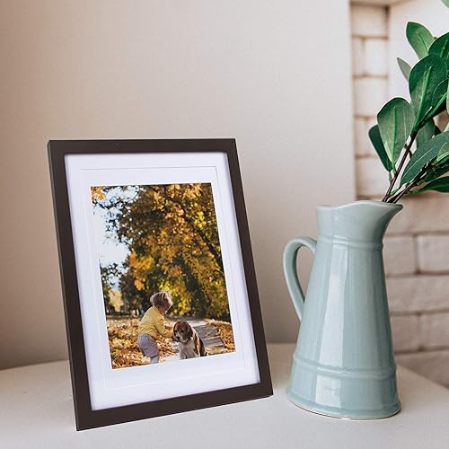 Miniatura 8 de Marco de fotos de 11 x 14 pulgadas con mate para madera real de 8 x 10 o 9 x 12 pulgadas + vidrio real (colgadosoporte), color gris claro, para