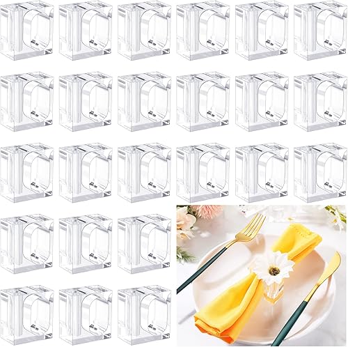 Servilleteros de flores de acrílico para servilletas de tela servilleteros cuadrados de flores servilleteros transparentes jarrón para fiestas 177 x