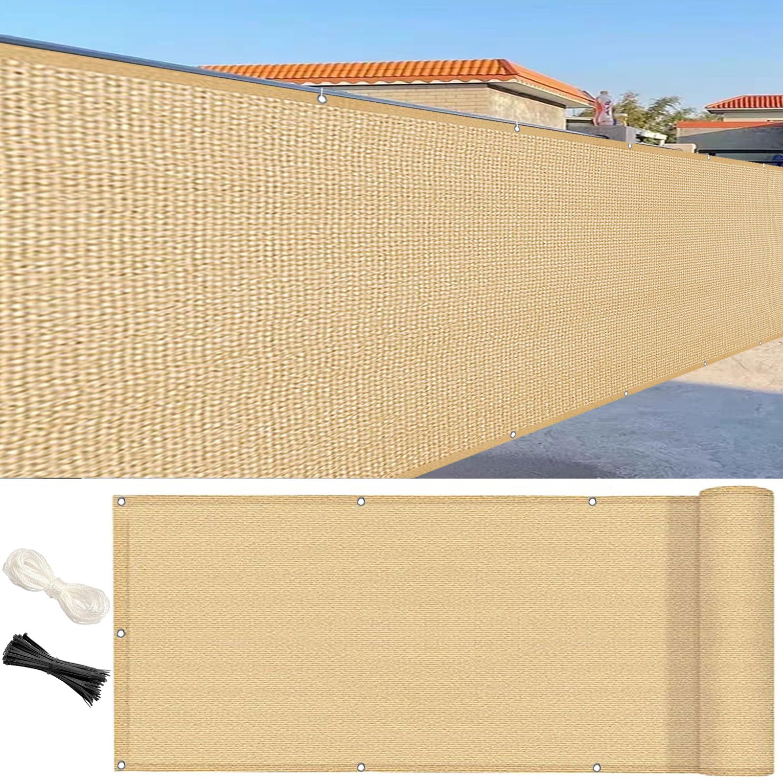 Brise vue balcon coupe vent respirant toile occultante clôture jardin 40x620 jaune sable