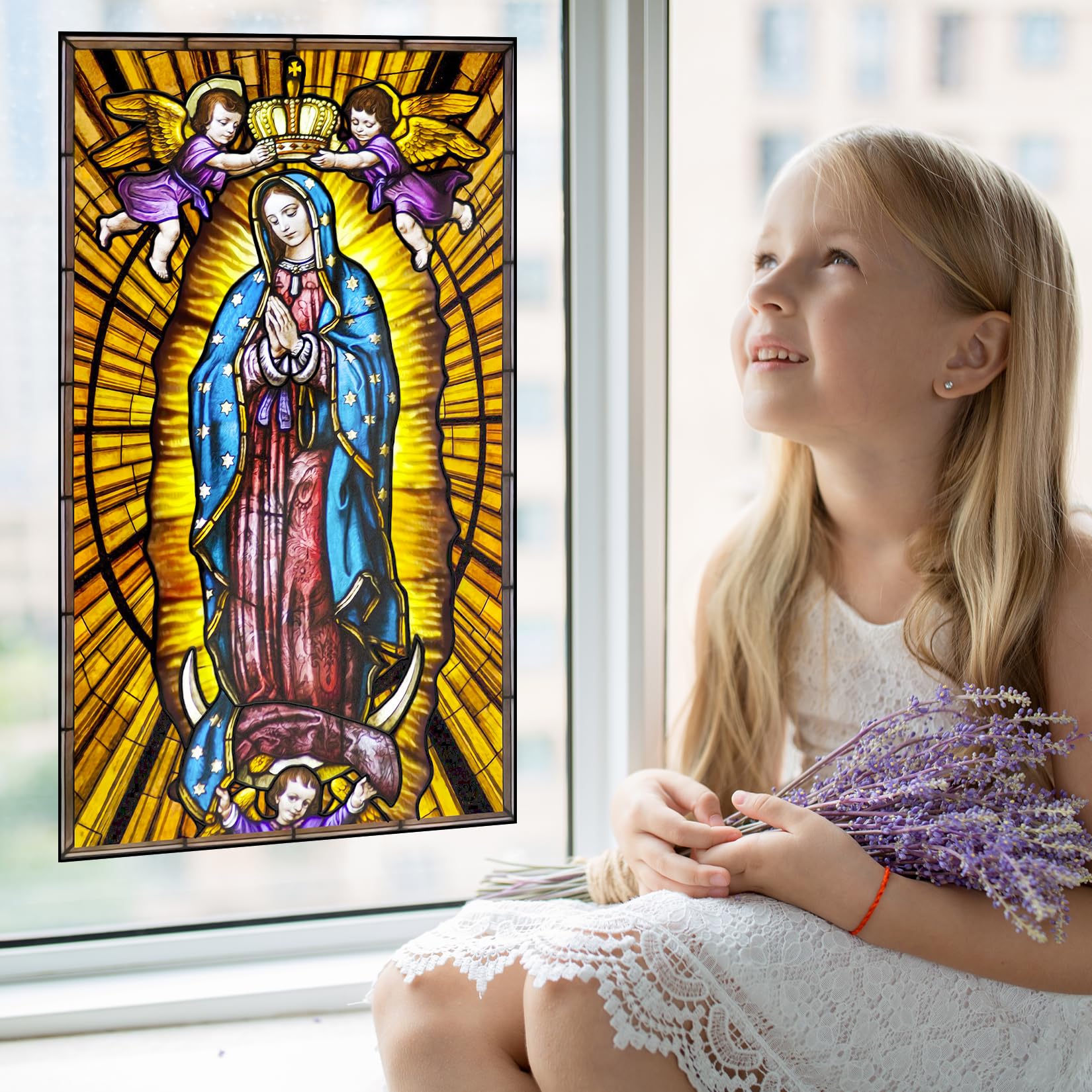 Virgin Mary Our Lady of Guadalupe Stained Glass Window Film (21