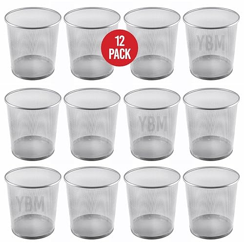 Miniatura 7 de YBM Home Cubo de basura de malla para el hogar y la oficina, papelera de metal para oficina, con forma redonda, 4.75 galones (paquete de 12), color