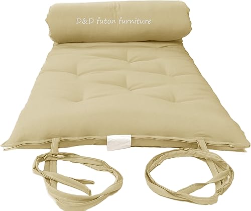 D&D Futon Furniture Tan - Colchón tradicional japonés para futón, 3 x 30 x 80, futón Shiki relleno de algodón, espuma, fibra de poliéster
