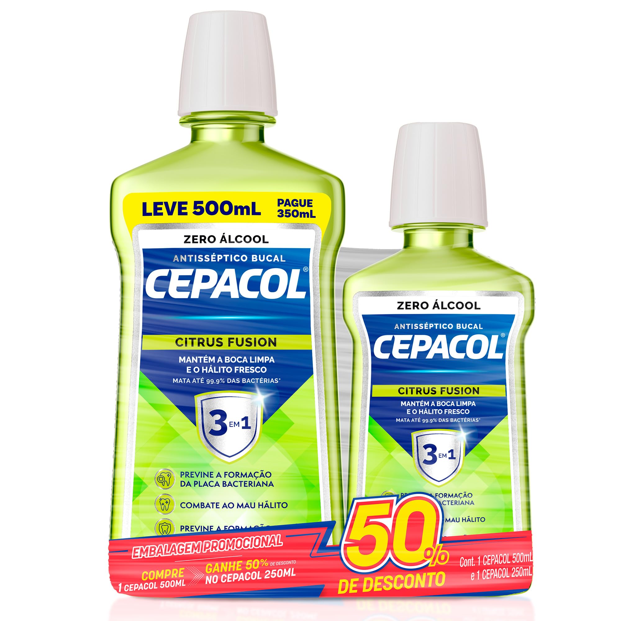 Cepacol - Kit Enxaguante Bucal Citrus Fusion - Sem Álcool, Refrescante e Antisséptico -