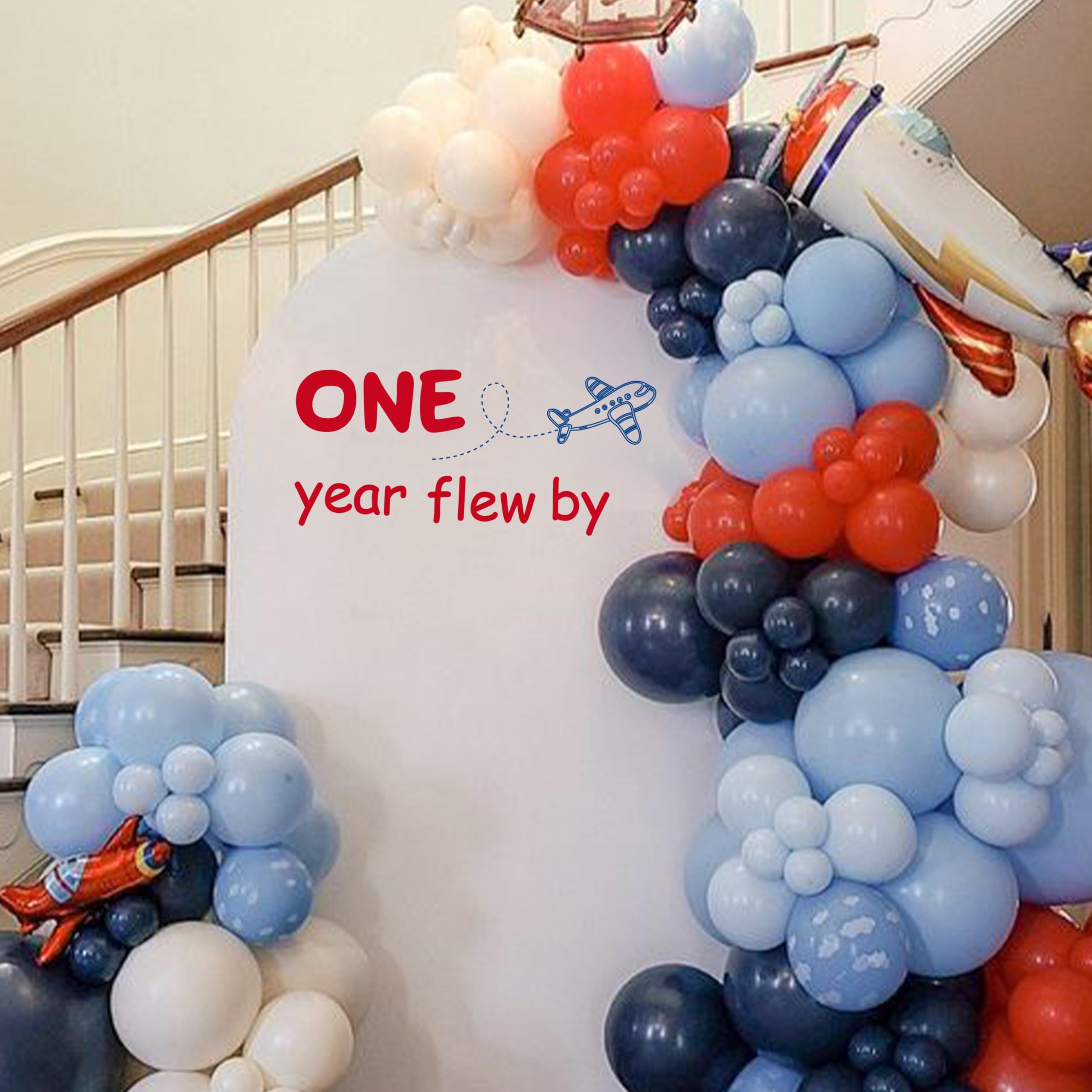 Knana First Birthday Balloon Decoration Set - Airplane & Car Theme With Banner, 17 Pc Party Kit