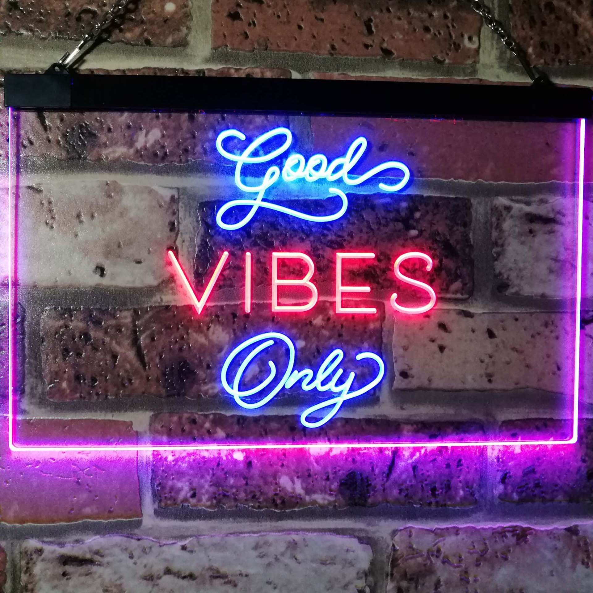 ADVPRO Good Vibes Only Home Bar Disco Room Display Dual Color LED Neon Sign Blue & Red 24