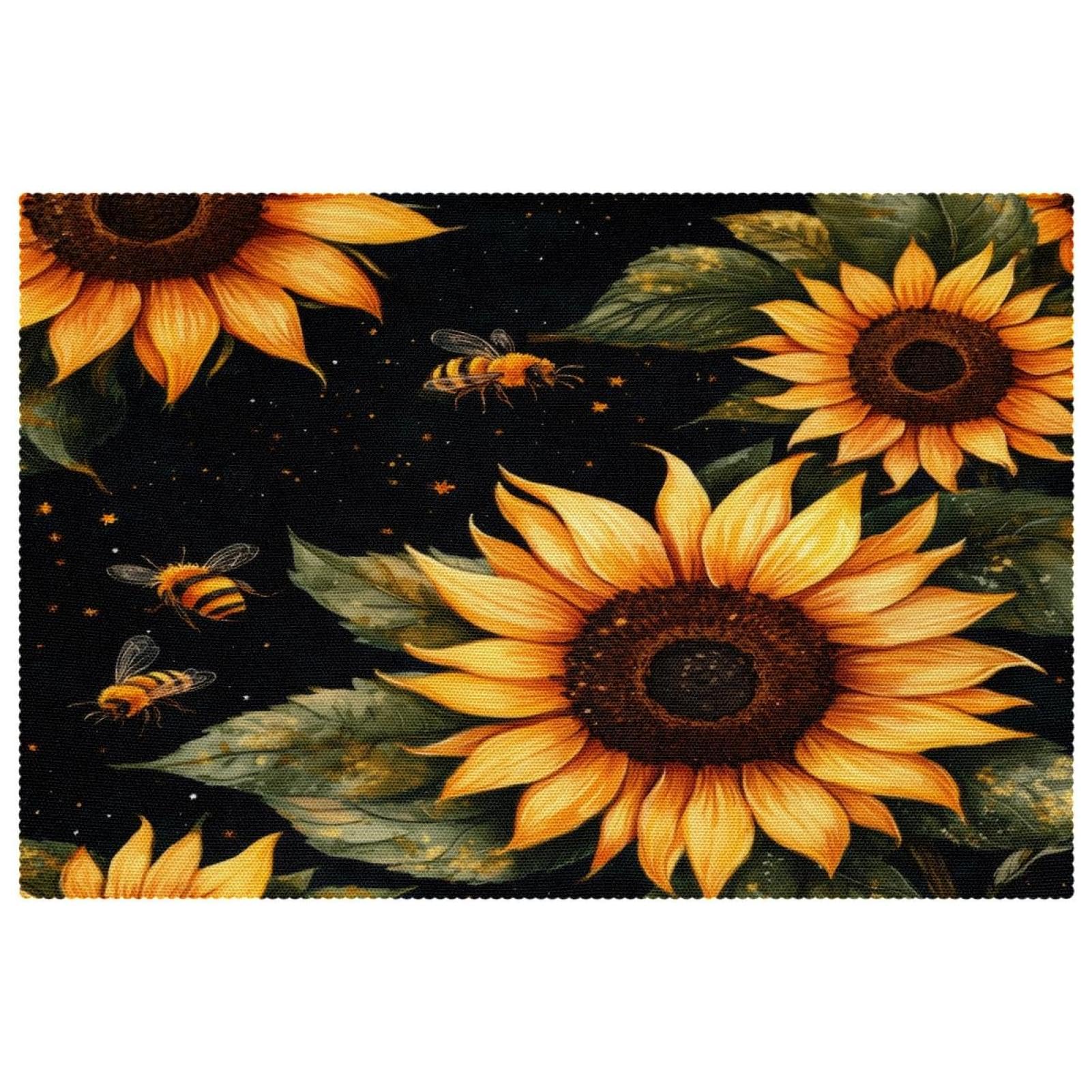Set de table abeille et tournesol x6 lavable et résistant à la chaleur pour salle à manger
