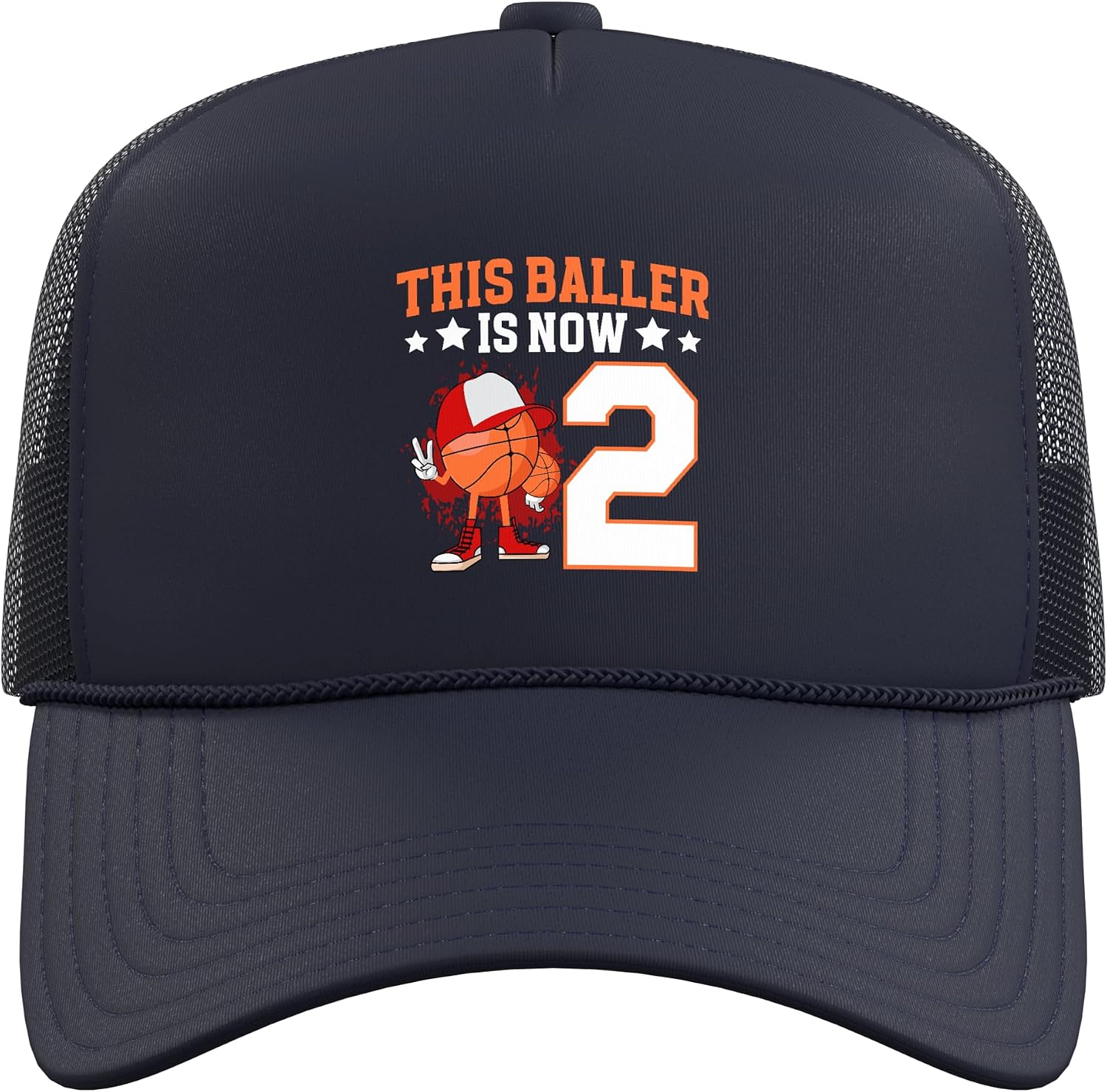 2nd Basketball Birthday Two Year Old Basketball Player Trucker Hat with Adjustable Mesh Back image 2