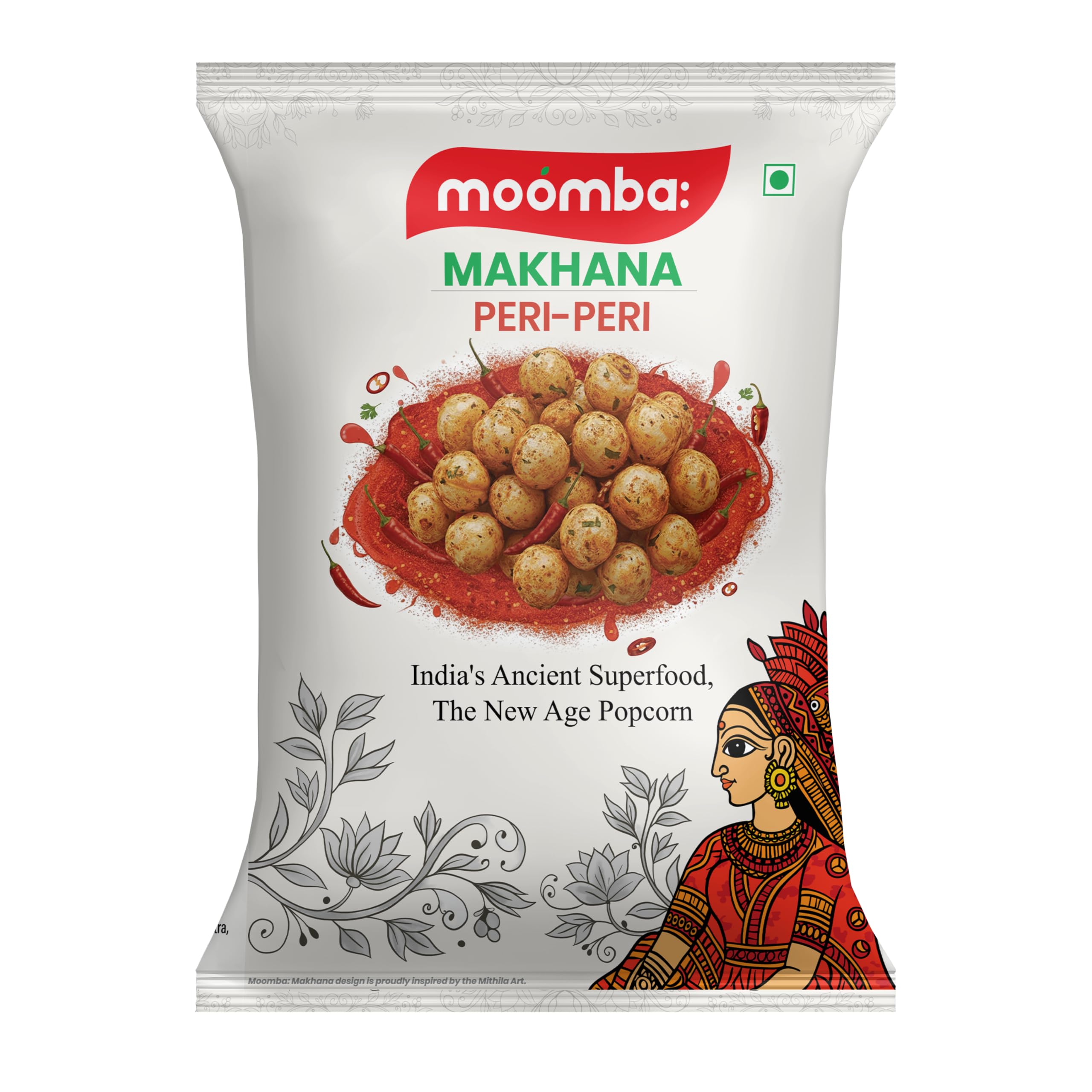 Moomba Roasted Crunchy Peri Peri Flavoured Makhana | Low Calorie, No Preservative, Vegan, Gluten & Cholesterol Free Healthy Foxnut | Rich in Protein & Fiber Puffed Namkeen Snack, 50g, Pack of 1-image-42