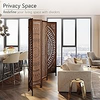 Vista 32 de Panel divisor de habitación de 4 paneles, pared divisora de habitación de 5.6 pies de alto y pantalla de privacidad plegable, panel divisor de pared