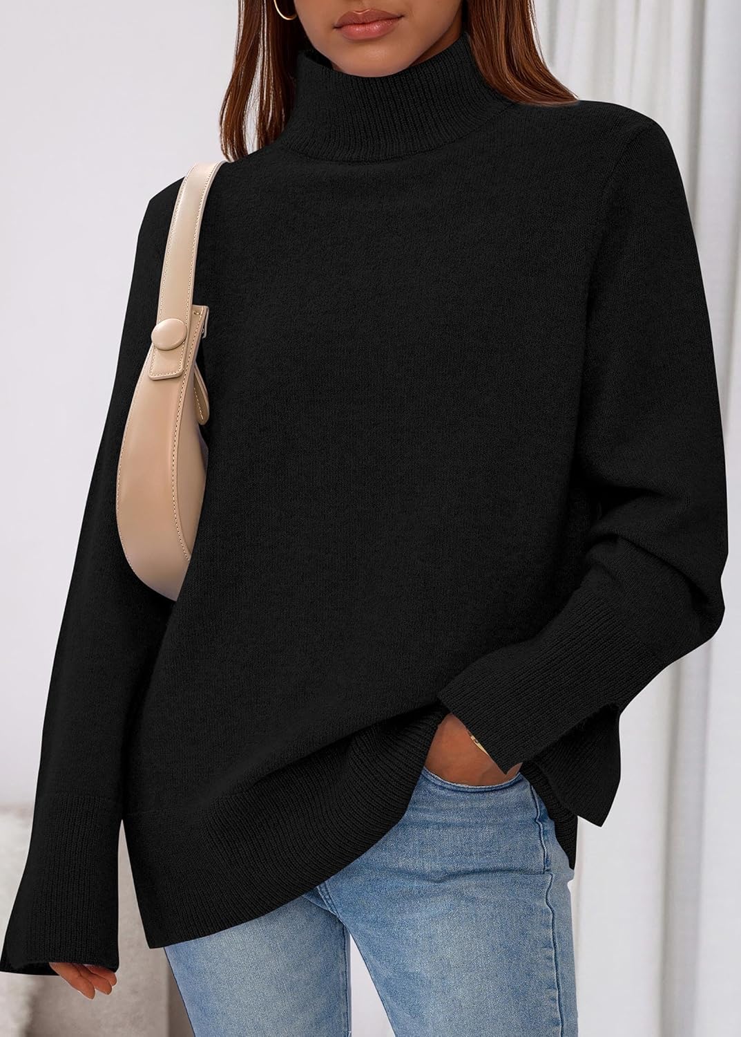 KIRUNDO Fall Sweaters for Women 2025 Turtleneck Ribbed Long Sleeve Casual Loose Knit Pullover Tops Fashion Winter Clothes - Image 2