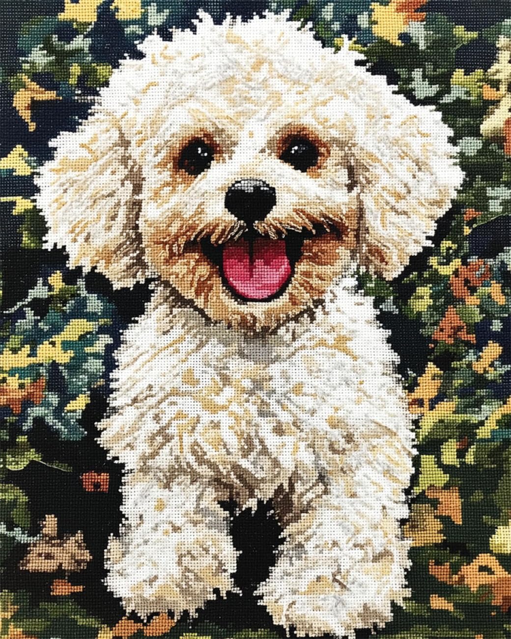 AxiangziK DIY Embroidery Kits Cartoon White Dog 11CT 60x80cm