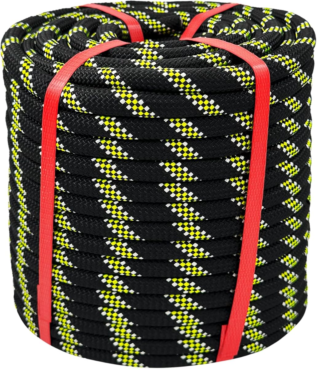Arborist Rope -1/2 Inch x 150 Ft Black Tree Rope for Adults - for Outdoor Applications Construction Climbing Swing Sailing