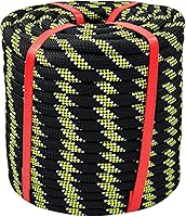 Qlrecxyerian Arborist Rope 1/2 Inch x 150 Ft Black - Durable 48-Strand Polyester Tree Climbing Rope for Arborists, Rigging & Swings