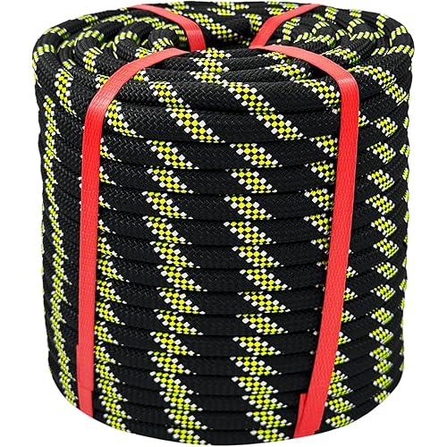 Arborist Rope -1/2 Inch x 150 Ft Black Tree Rope for Adults - for Outdoor Applications Construction Climbing Swing Sailing