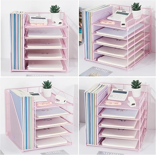 Miniatura 4 de Organizadores y accesorios de escritorio, sistema de referencia de 5 niveles con soporte para archivos, suministros de oficina para mujeres,
