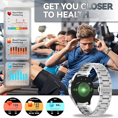 Miniatura 5 de Reloj inteligente para hombre con respuestahacer llamadas, 1.39 pulgadas HD siempre pantalla reloj de seguimiento de fitness con 190 modos
