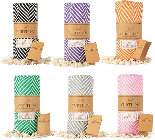 YURTLU'S Juego de 6 toallas de playa turcas prelavadas de 38 x 72 pulgadas, de secado rápido y altamente absorbentes, de gran tamaño, sin arena,