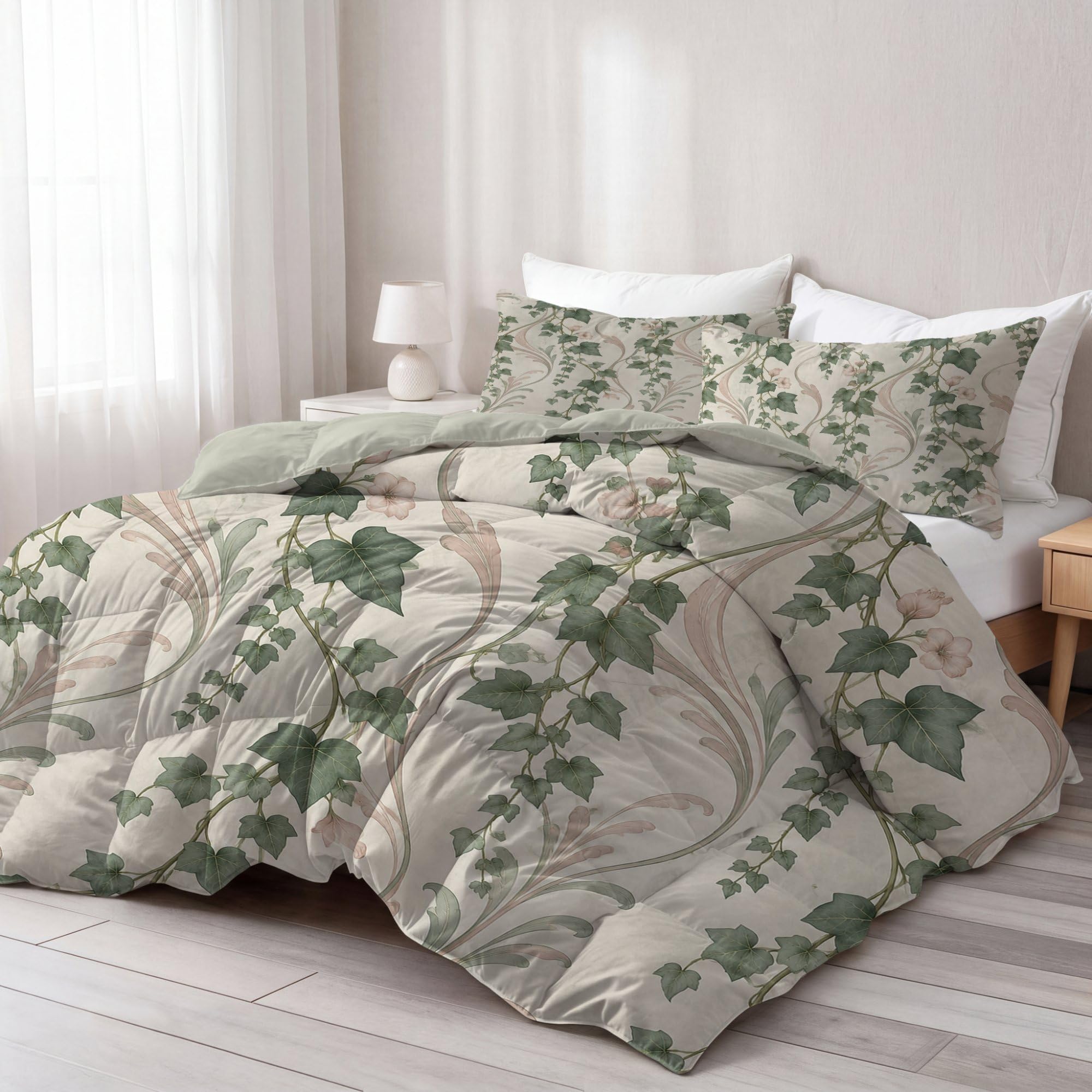Couette 4 Saisons Pastorale, Lierre et Fleurs, 220x240（65x65x2）