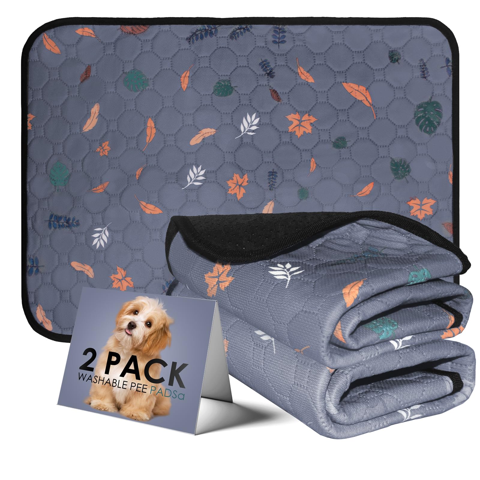 ADVPDKD Puppy Pads Washable , 2 Pack Reusable Puppy Training Pads, Super Absorbent Waterproof Dog Mat Pee Pads for Dogs, Fast Drying Training Pads for Home, Car, Travel - 122x122 cm