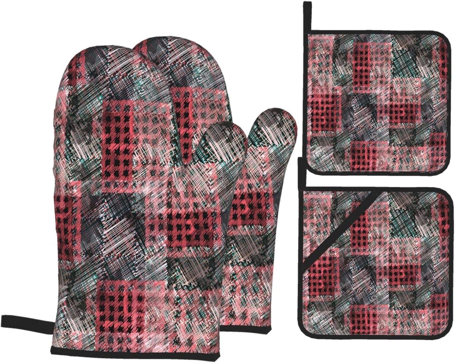 Oven Mitts and Potholders 4pcs Sets,Seamless Pattern