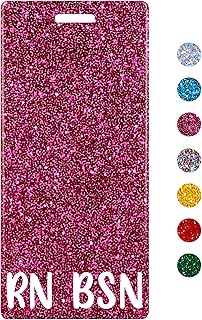 Plifal RN BSN Badge Buddy Card Holder Nurse Nursing Accessories Registered Nurse Baccalaureate of Science in Nursing Glitter Rose Vertical ID Name Identification Tags Hospital Work