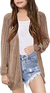 Girl's Crochet Cardigan Summer Lightweight Long Sleeve Soft Boho Cardigans Beach Cover UP - Buy now