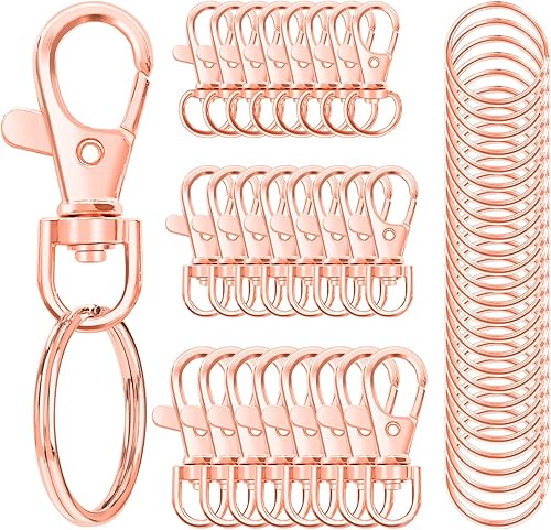 Miniatura 1 de 100 ganchos giratorios con llaveros, cierres de mosquetón giratorios de metal de alta calidad, varios tamaños (grande, mediano, pequeño) para