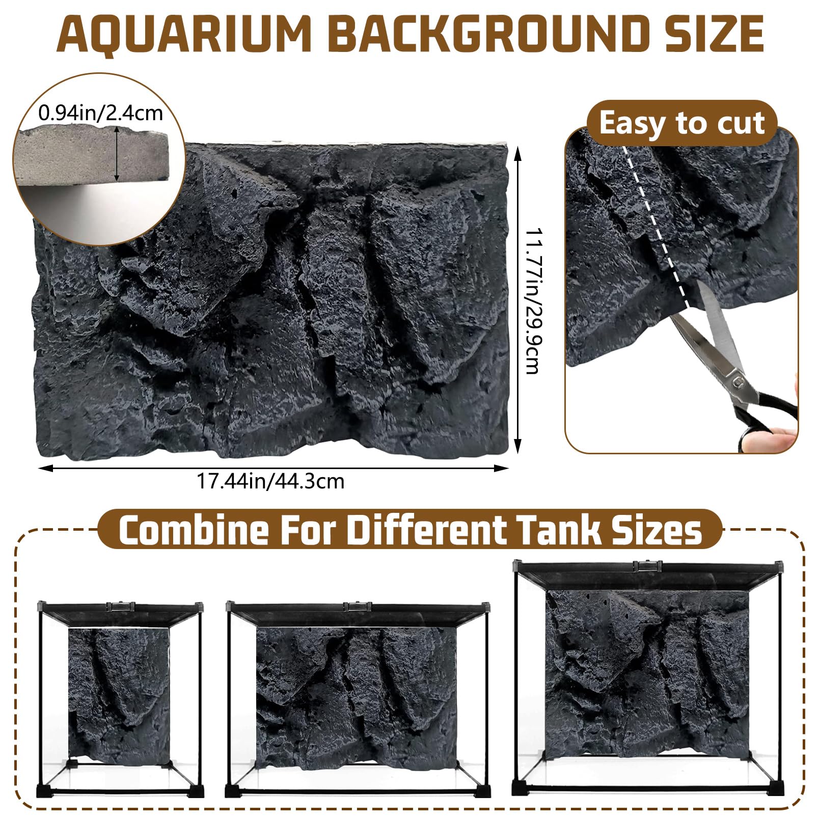 Tfwadmx Toile de fond 3D pour terrarium de reptiles - Toile de fond stéréo pour amphibiens - Décoration murale d'habitat de serpent - Pour lézard, barbu, gecko, araignée, caméléon, tortue, poisson