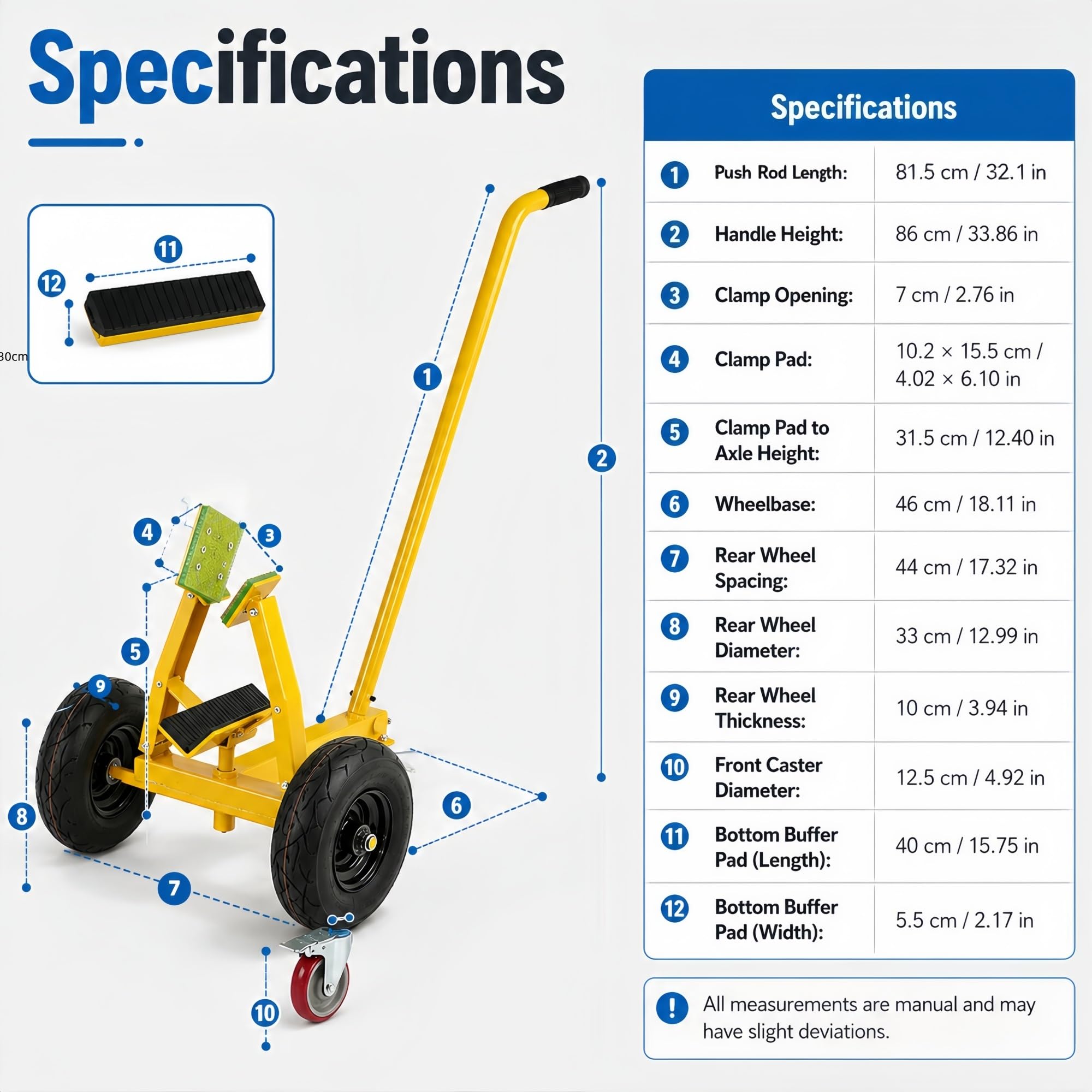 Plattenwagen mit Klemmbacken for Glas, Steinplatten und Türen | Luftreifen und abnehmbarer Griff for Materialtransport auf der Baustelle