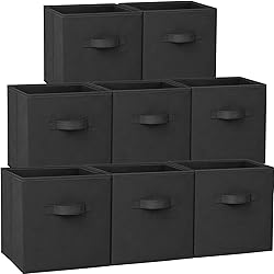 Criusia Storage Cubes - 11 Inch Heavy Duty Fabric Storage Bins for Shelves Closet, Cube Organizer - 8 Pack Collapsible Cube Storage Bins Baskets for Organizing Clothes Blankets Toys (Black)