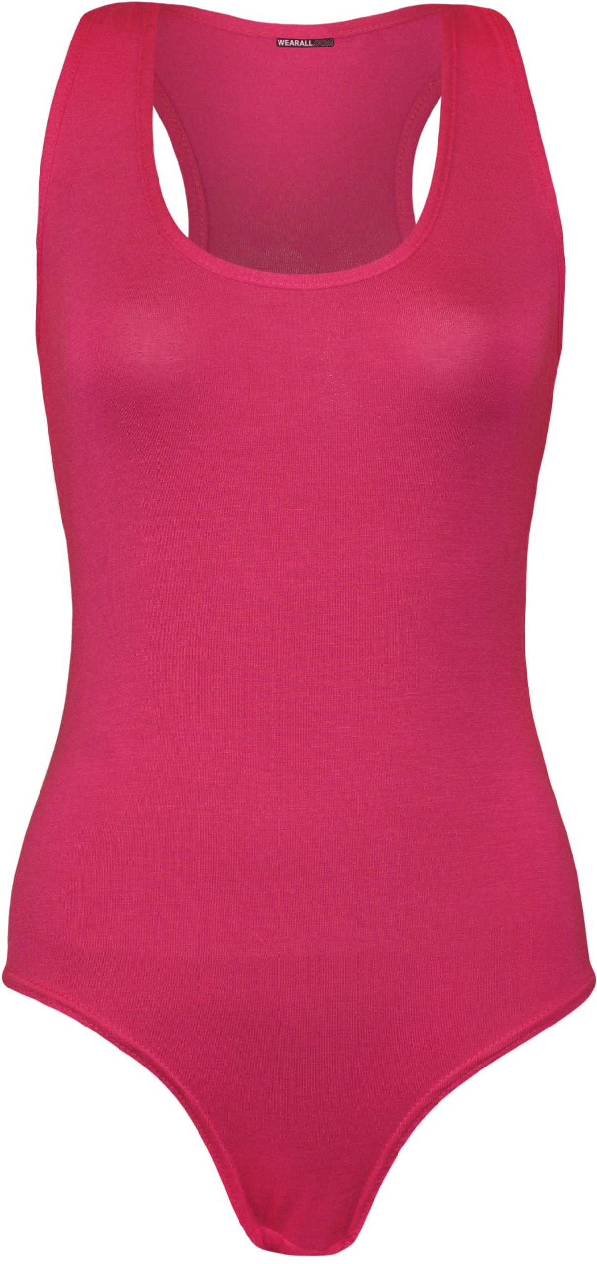 Wearall Women's Cerise Sleeveless Racer Back Stretch Bodysuit Leotard Vest Top - 8-10