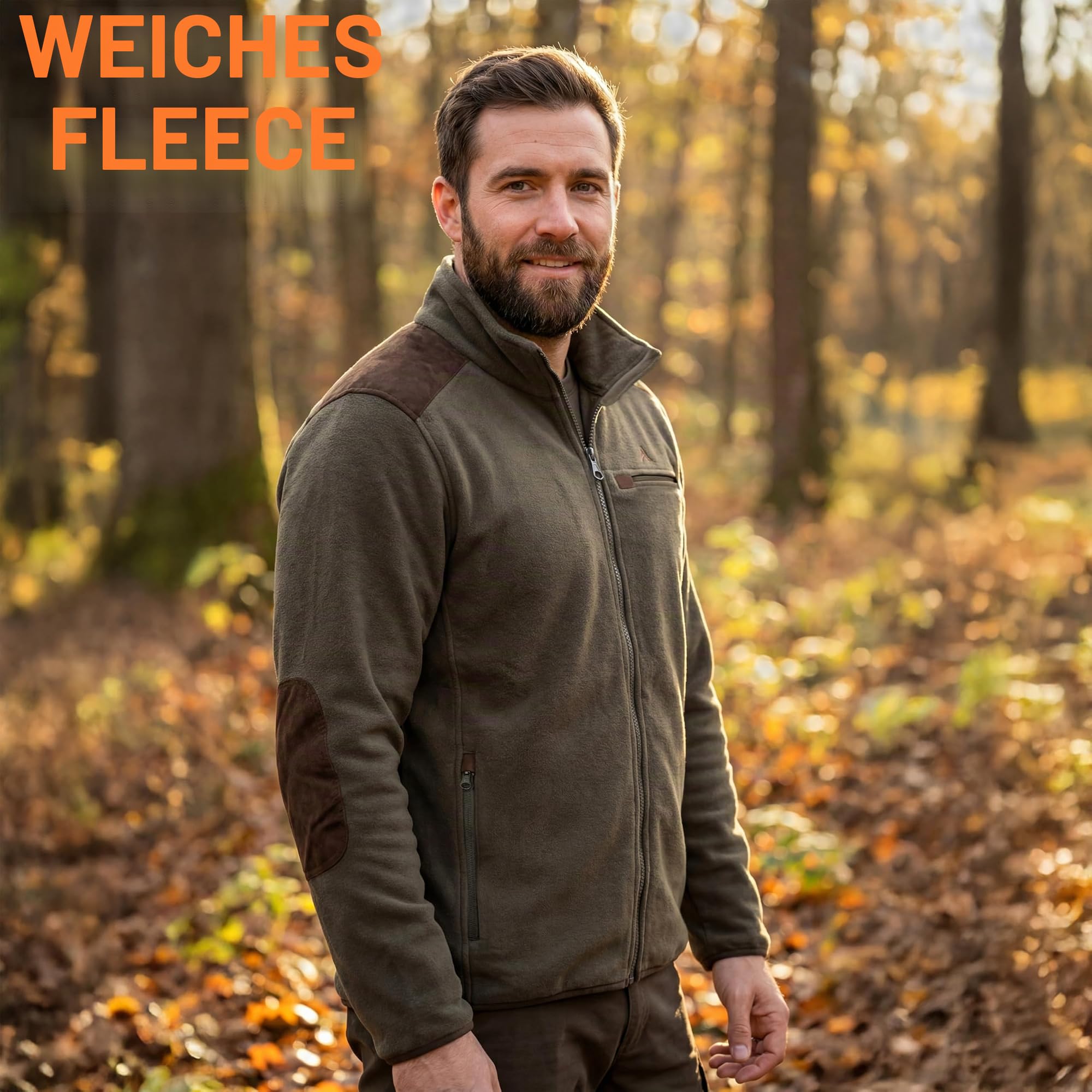 ACE Schakal Jäger-Fleecejacke für Herren - Outdoor-Jacke aus Fleece für Männer - Übergangsjacke mit drei Taschen & Gummizug