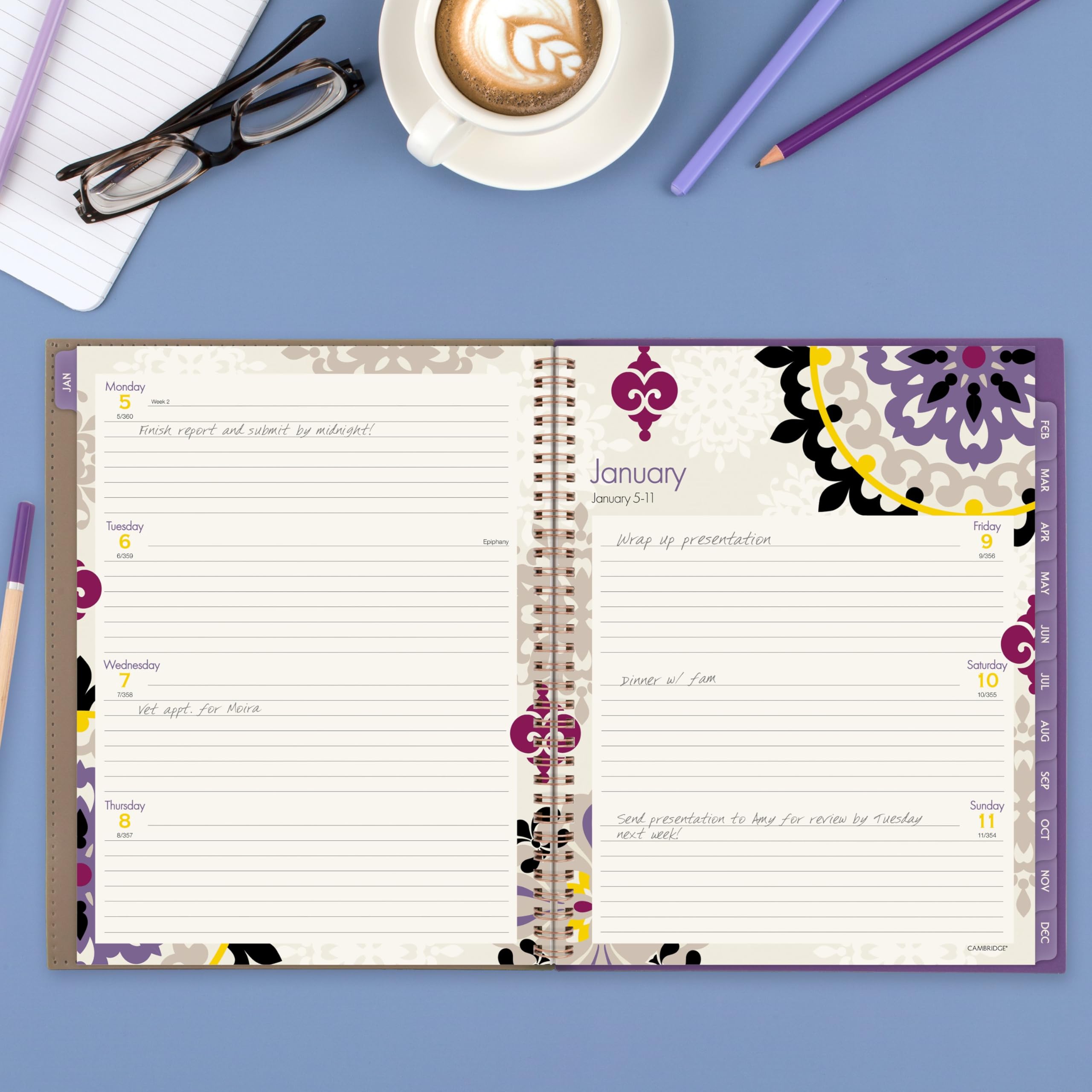 Cambridge 2025 Weekly & Monthly Planner - 5.5x8.5 Inch Small Glacier Design With Stickers - View #11