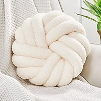 Uvvyui 14 Inch Ivory Knot Pillow - Soft Handmade Knotted Ball Throw Pillow for Couch Bed Living Room Decor