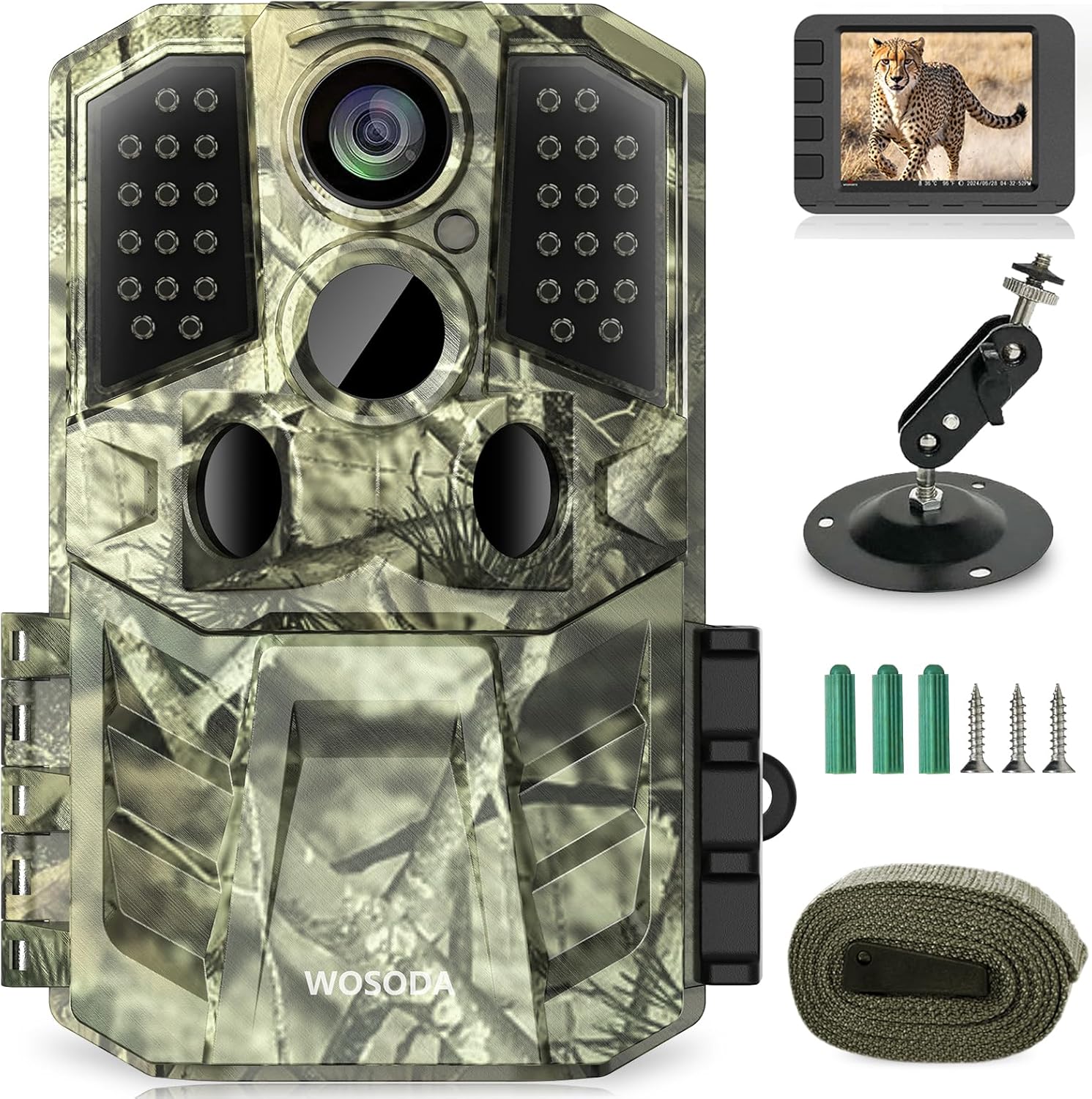 36MP 1920P Trail Camera, Game Camera with Night Vision Motion Activated 0.2s Trigger Time 120° Wide Sensor Deer Cam Waterproof with 2'' LCD for Outdoor Wildlife Monitoring