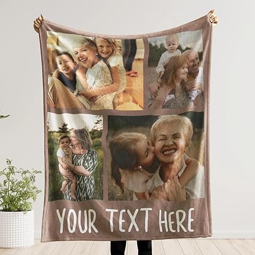 UrbanNEST Mantas personalizadas para abuela de nietos, manta de abuela con nombres de nietos, manta de fotos para el día de la madre, regalos