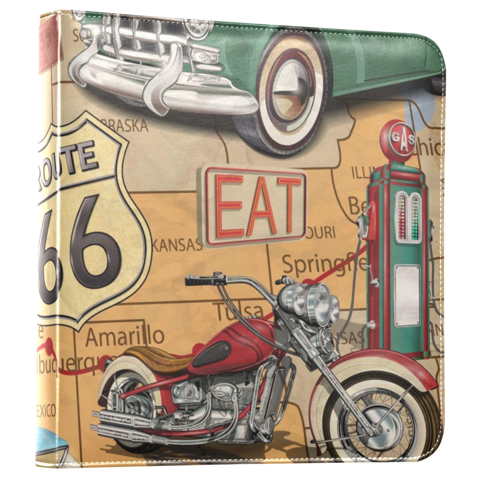 Fisyme Vintage Route 66 Álbum de fotos autoadhesivo, álbum de recortes para fotos de 2 x 3, 4 x 6, 5 x 7, 6 x 8, 20 páginas, libro de recuerdos para boda familiar
