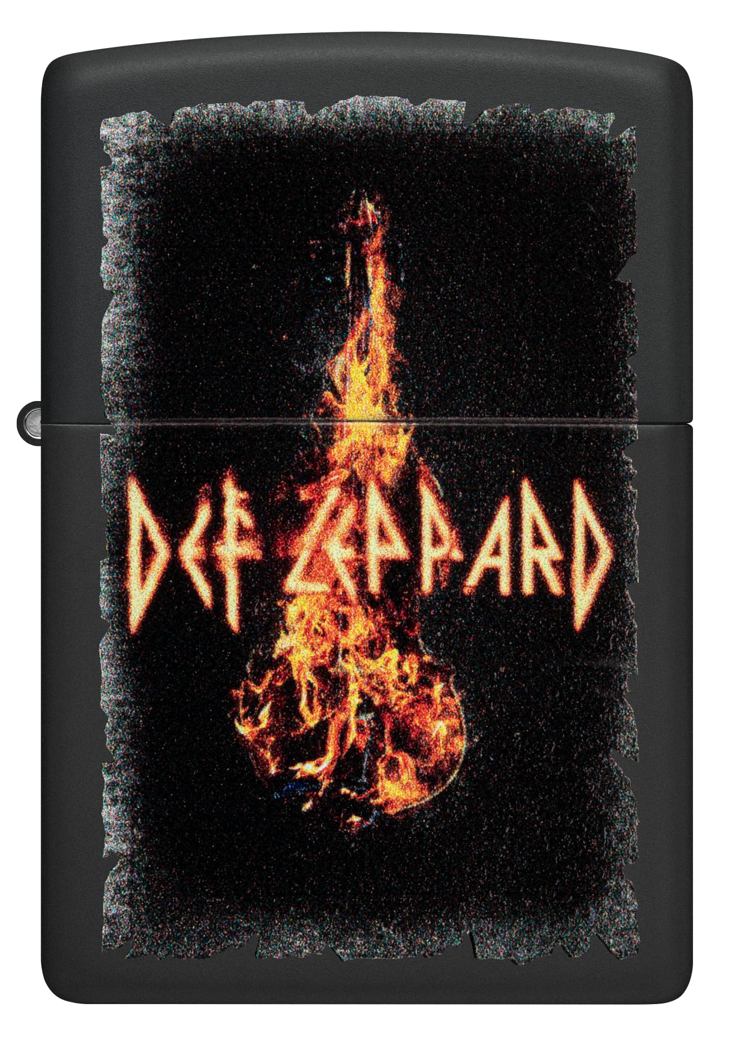 Zippo Def Leppard Zapalniczka Sztormowa, Kolorowy Nadruk, do Napełniania, Wielokrotnego Użytku, Wiatroodporna Konstrukcja, Pudełko na Prezent, Wykonano w USA, Kolor Czarny Matowy (Black Matte)