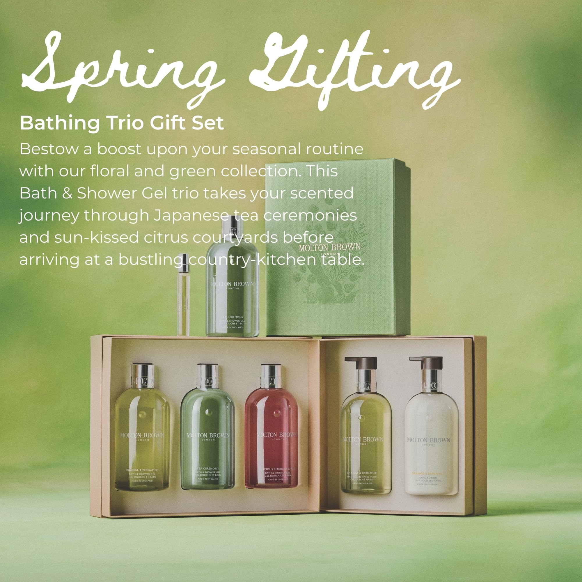 Molton Brown Floral & Green Body Wash Gift Set for Women - Trio of 10 fl. oz. Bath & Shower Gel, Luxury Scented Body Care Beauty Set, Mothers Day