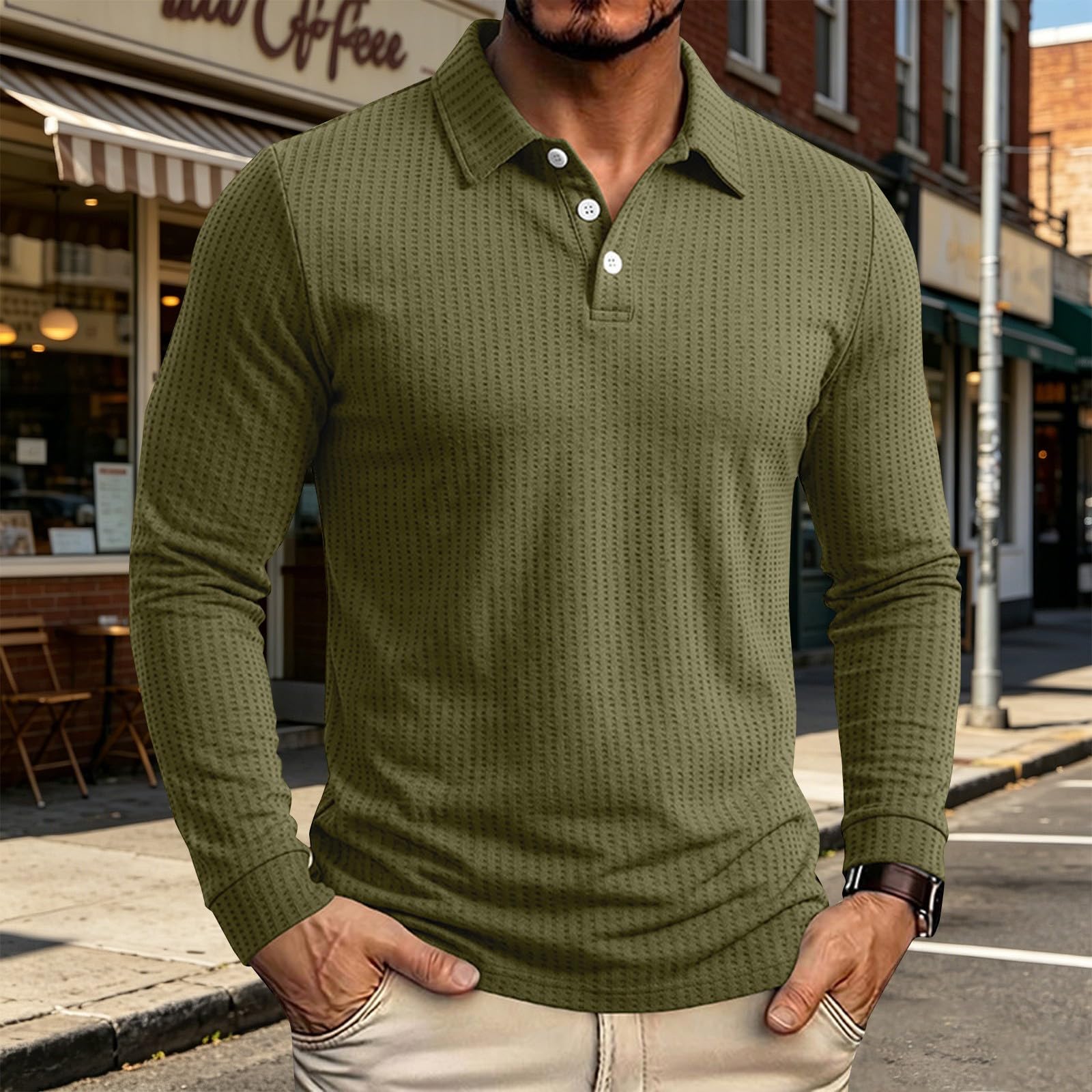 Polo Muscolare A Righe Verticali Uomo - Pullover Traspirante