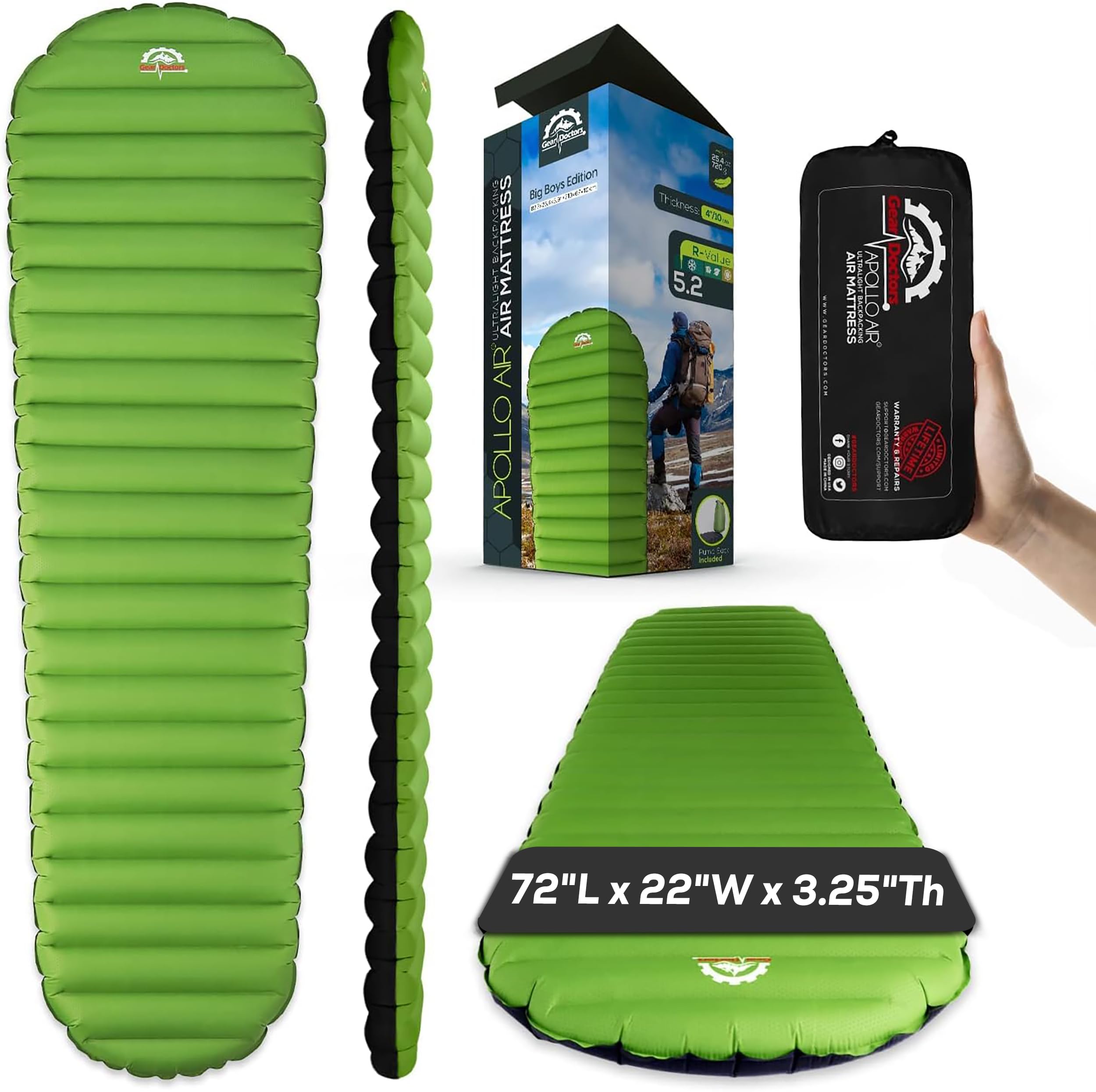 Gear Doctors Apollo air エアマット　新品未使用　送料込み Amazon.com: Gear Doctors® ApolloAir 5.2 R-Value [22oz] Ultralight
